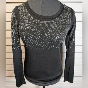 Vocal  Womens Black Long Sleeve t-shirt  with Crystal Embellishment Size S NWT